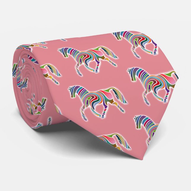 Rainbow horse neck tie (Rolled)