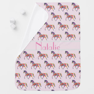 Rainbow horse pattern  - add name baby blanket