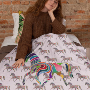 Rainbow horse pattern - fleece blanket