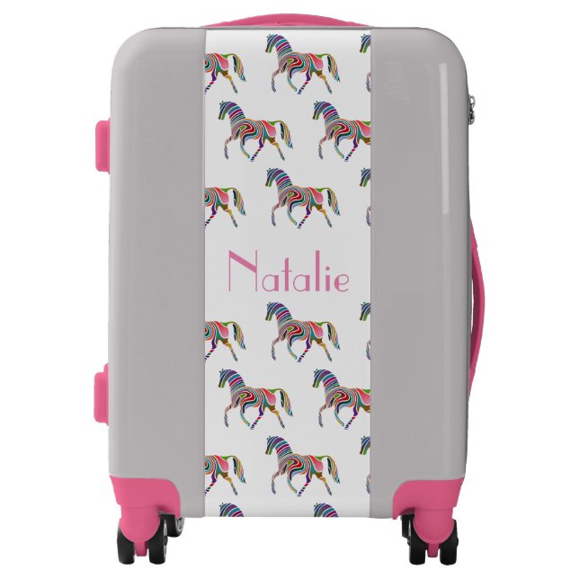 Rainbow horse pattern  - your name luggage (Front)