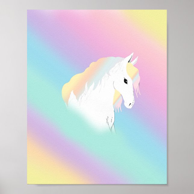 Rainbow Horse Unicorn Equestrian Girly  Poster (Front)