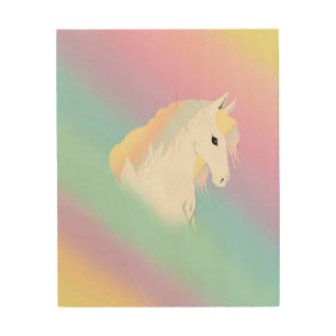 Rainbow Horse Unicorn Equestrian Girly Wood Wall Art