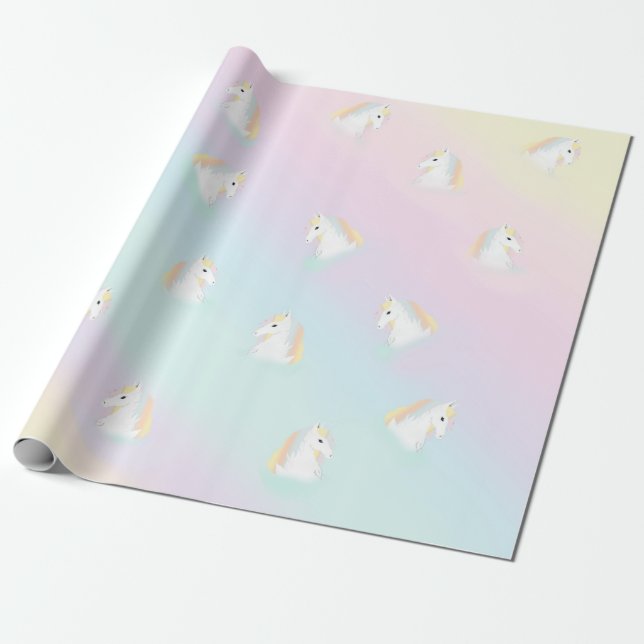 Rainbow Horse Unicorn Equestrian Girly  Wrapping Paper (Unrolled)