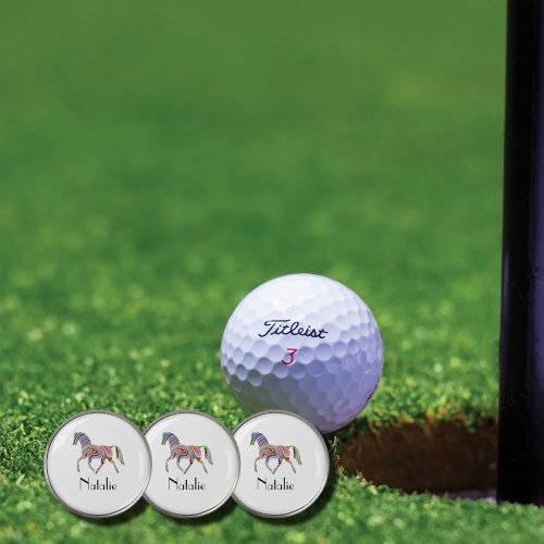 Rainbow horse  _ your name golf ball marker