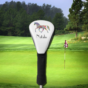 Rainbow horse - your name golf head cover