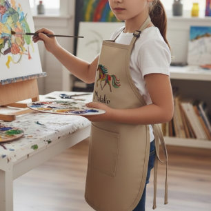 Rainbow horse  - your name  kids' apron