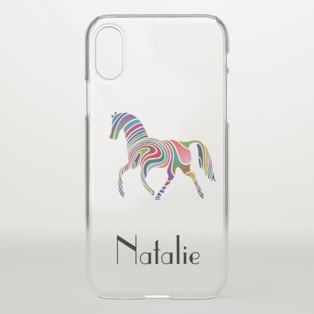 Rainbow horse  - your name uncommon iPhone case (Back)