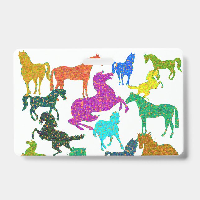 Rainbow Horses - "Dotty about Horses!" Badge (Front)