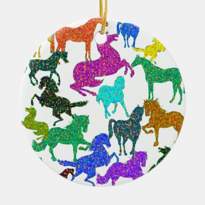 Rainbow Horses - &quot;Dotty about Horses!&quot; Ceramic Ornament