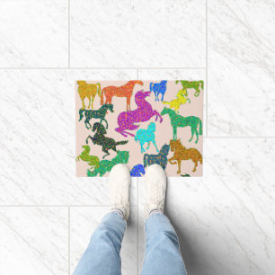 Rainbow Horses - "Dotty about Horses!" Doormat
