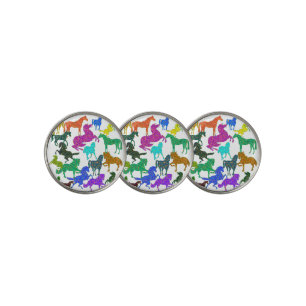 Rainbow Horses - "Dotty about Horses!" Golf Ball Marker