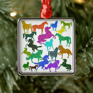 Rainbow Horses - "Dotty about Horses!" Metal Ornament