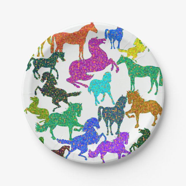 Rainbow Horses - "Dotty about Horses!" Paper Plates (Front)