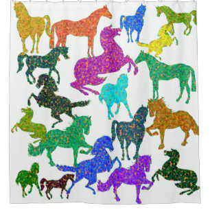 Rainbow Horses - "Dotty about Horses!" Shower Curtain