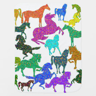 Rainbow Horses - "Dotty about Horses!" Stroller Blanket
