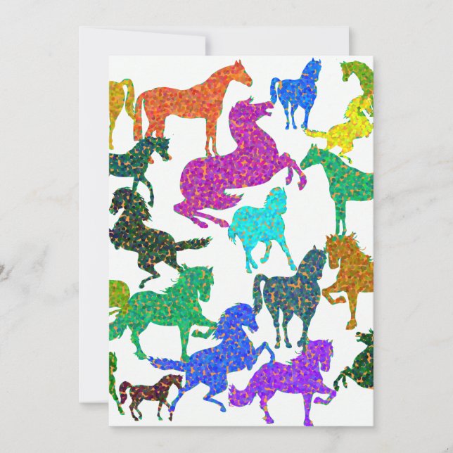 Rainbow Horses - "Dotty about Horses!" Thank You Card (Front)