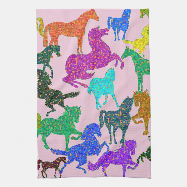 Rainbow Horses Kitchen Towel (Vertical)