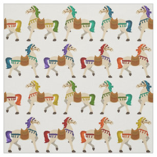 rainbow horses white fabric