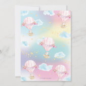 Rainbow Hot Air Balloon Baby Girl Shower Elephant Invitation (Back)