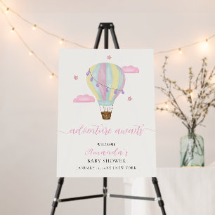 Rainbow Hot Air Balloon Baby Shower Welcome Sign