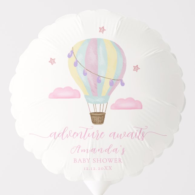 Rainbow Hot Air Balloon Cloud Star Baby Shower  (Front)