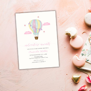 Rainbow Hot Air Balloon Cloud Star Baby Shower Invitation