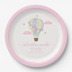 Rainbow Hot Air Balloon Cloud Star Baby Shower Paper Plates