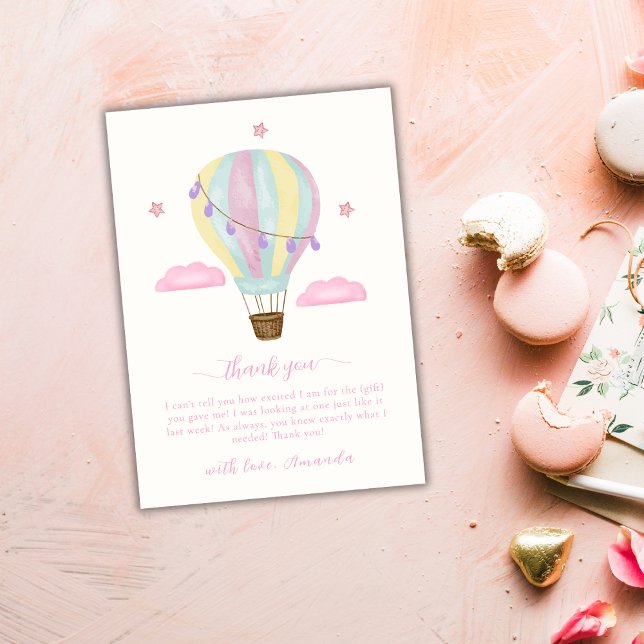 Rainbow Hot Air Balloon Cloud Star Baby Shower Thank You Card (Rainbow Hot Air Balloon Cloud Star Baby Shower Thank You Card)