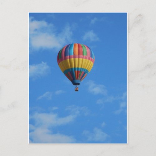 Rainbow Hot Air Balloon Flying in the Sky Postcard