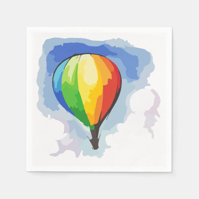 Rainbow Hot Air Balloon Paper Napkins (Front)