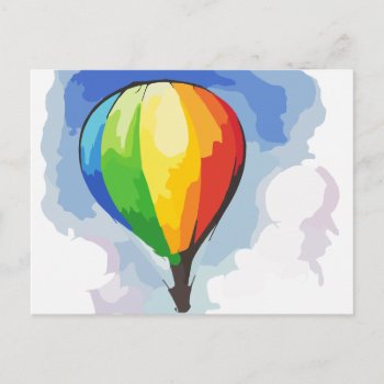 Rainbow Hot Air Balloon Postcard by StuffOrSomething at Zazzle