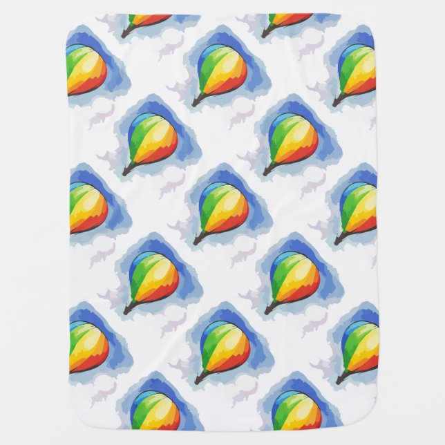 Rainbow Hot Air Balloon Swaddle Blanket (Front)