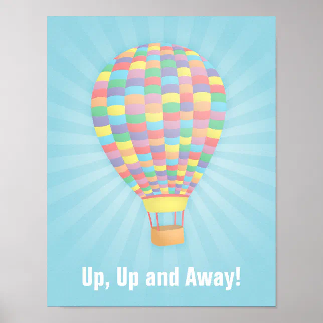 Rainbow Hot Air Balloon Wall Decor Poster | Zazzle