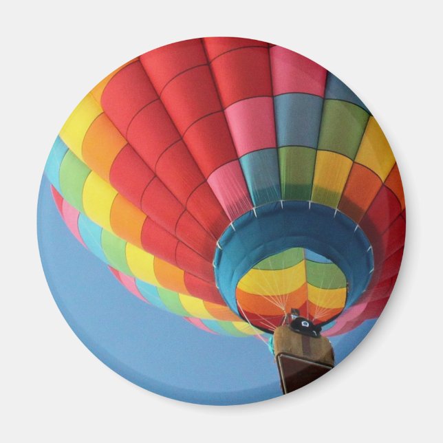 Rainbow Hot Air Balloon with Basket Magnet (Front)