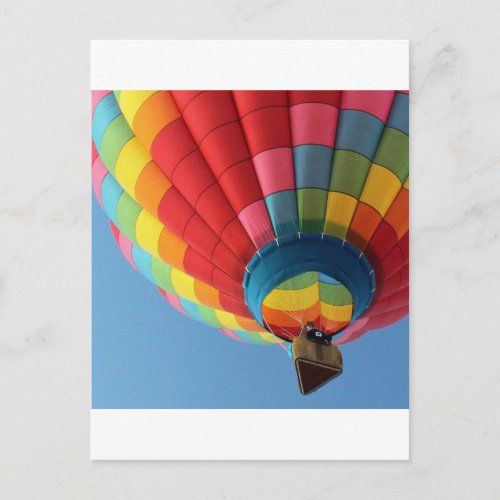 Rainbow Hot Air Balloon with Basket Postcard