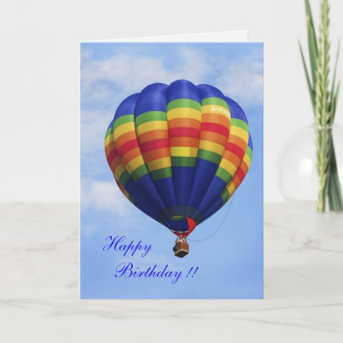 Rainbow Hot Air Ballooning birthday card