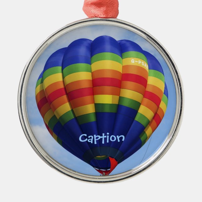 Rainbow Hot Air Ballooning Metal Ornament (Front)