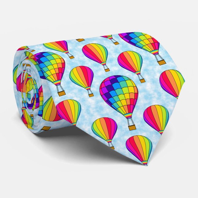 Rainbow Hot Air Balloons Neck Tie (Rolled)