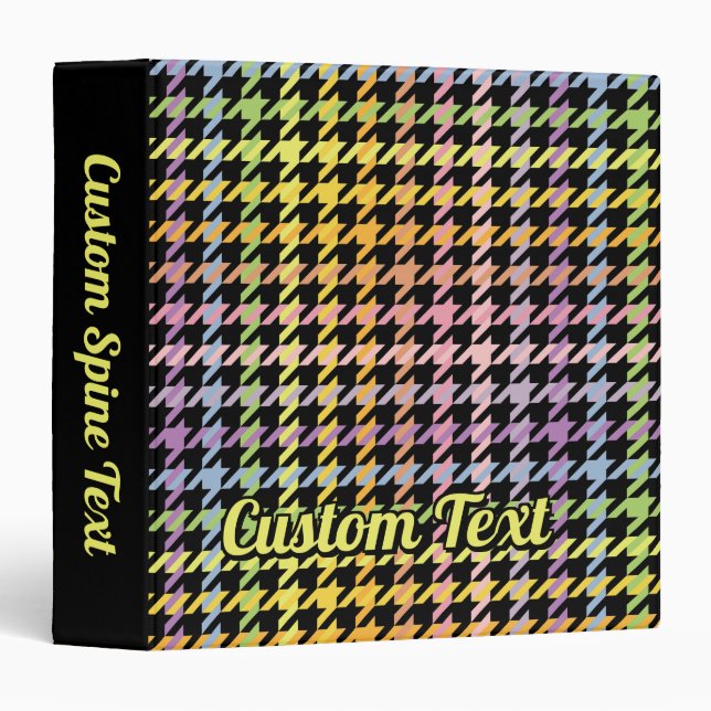 Rainbow Houndstooth Pattern 3 Ring Binder (Front/Spine)