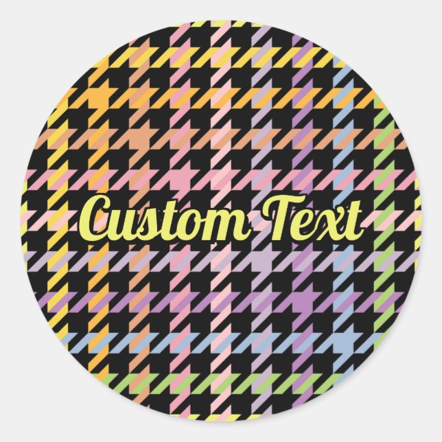 Rainbow Houndstooth Pattern Classic Round Sticker (Front)
