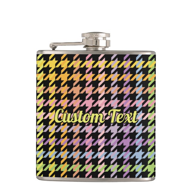 Rainbow Houndstooth Pattern Flask (Front)