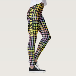 Rainbow Houndstooth Pattern Leggings
