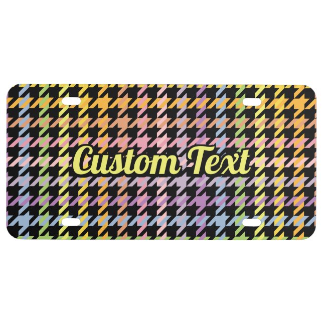 Rainbow Houndstooth Pattern License Plate (Front)