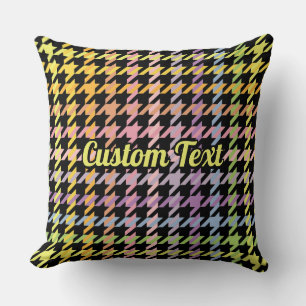 Rainbow Houndstooth Pattern Throw Pillow
