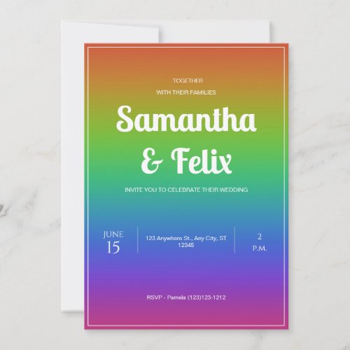 Rainbow Hue Ombre Wedding Invitation