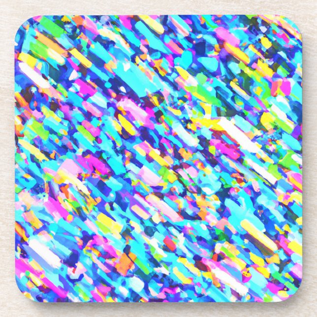 Rainbow-hued Abstract Art Beverage Coaster (Front)