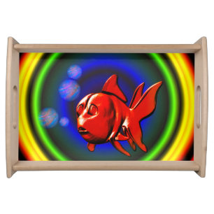 Rainbow Hues Cute Abstract Goldfish Serving Tray