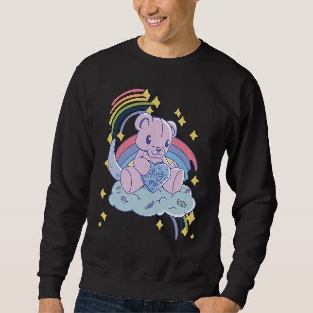 Rainbow Hug Me Cute Teddy Love Hug Dealer Cute Ted Sweatshirt (Front)