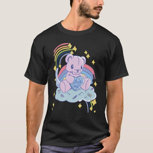 Rainbow Hug Me Cute Teddy Love Hug Dealer Cute Ted T-Shirt (Front)