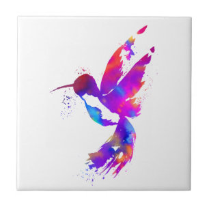 Rainbow Hummingbird Ceramic Tile